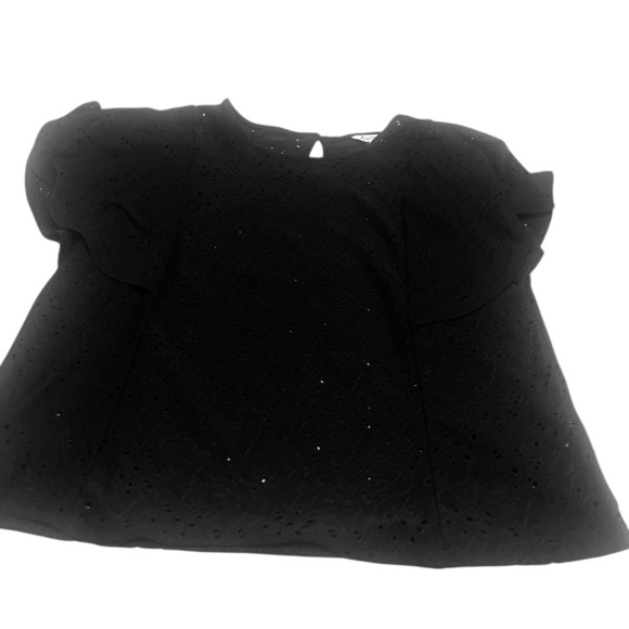 Nanette Lepore black eyelet top with flutter sleeves, size Medium. - Picture 1 of 4